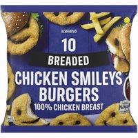 Iceland 10 (Approx.) Breaded Chicken Smileys Burgers 500g