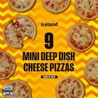 Iceland 9 Mini Deep Dish Cheese Pizzas 234g