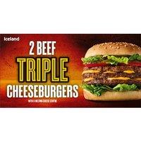 Iceland 2 Beef Triple Cheeseburgers 354g