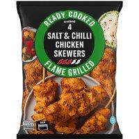Iceland Ready Cooked 4 Flame Grilled Salt & Chilli Chicken Skewers 340g