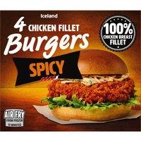 Iceland 4 Chicken Fillet Burgers Spicy 400g