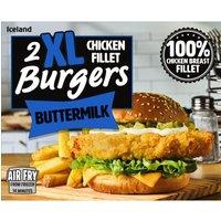 Iceland 2 XL Buttermilk Chicken Fillet Burgers 400g