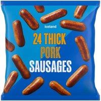 Iceland 24 (approx.) Thick Pork Sausages 1.2kg