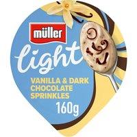 Mller Light Vanilla with Dark Chocolate Sprinkles Fat Free Yogurt 160g