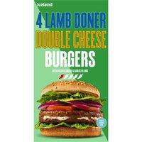 Iceland 4 Lamb Doner Double Cheeseburgers 442g