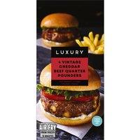 Iceland Luxury 4 Vintage Cheddar Beef Quarter Pounders 454g
