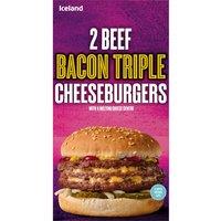 Iceland 2 Beef Bacon Triple Cheeseburgers 354g