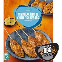 Iceland 8 Mango, Lime & Chilli Fish Kebabs 400g