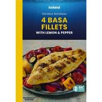 Iceland 4 Basa Fillets with Lemon & Pepper 450g