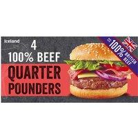 Iceland 4 100% Beef Quarter Pounders 454g