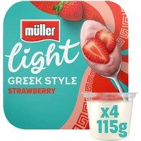 Mller Light Greek Style Strawberry Yogurt 4 x 115g (460g)