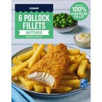 Iceland 6 Battered Pollock Fillets 600g