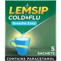 Lemsip Cold & Flu Breathe Easy Lemon & Menthol Flavour 5 Sachets