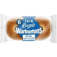 Warburtons 6 Thin Bagels Original Soft & Sliced