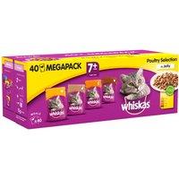 Whiskas 7+ Poultry Feasts Senior Wet Cat Food Pouches in Jelly 40 x 85g