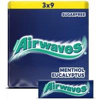 Airwaves Menthol & Eucalyptus Sugarfree Chewing Gum Multipack 3x9 Pieces