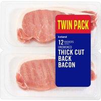 Iceland 12 Rashers (Approx.) Unsmoked Thick Cut Back Bacon Twin Pack 235g