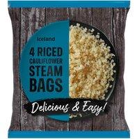 Iceland 4 Riced Cauliflower Steam Bags 600g