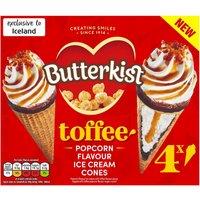 Butterkist Toffee & Popcorn Flavour Ice Cream Cones 4 x 76g (304g)