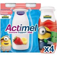 Actimel Kids Strawberry Banana Yoghurt Drink Lunchbox Snack 4x100g