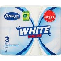 Breeze White Value 3 Rolls Kitchen Towel