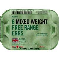 Iceland 6 Mixed Weight Free Range Eggs