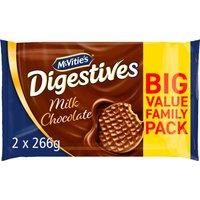 McVitie's Milk Chocolate Digestive Biscuits Twin Pack 2 x 266g, 532g