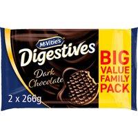 McVitie's Dark Chocolate Digestive Biscuits Twin Pack 2 x 266g, 532g