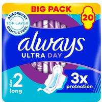 Always Ultra Day Sanitary Towels Long (Size 2) With Wings 20 Pads