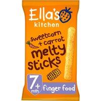 Ella's Kitchen Organic Sweetcorn and Carrot Melty Sticks Baby Snack 7+ Months 16g