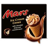 Mars Chocolate and Caramel Ice Cream Cones 4 x 110ml