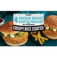 Iceland 4 Crispy Rice Coated Chicken Breast Quarter Pounders 454g