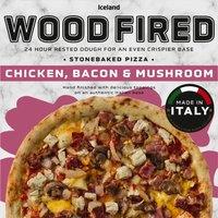 Iceland Wood fired Stonebaked Chicken, Bacon & Mushroom Pizza 399g