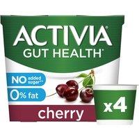 Activia Cherry Fat Free No Added Sugar Gut Health Fruit Yoghurt Multipack 4x115g