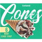Iceland 6 Mint Choc Chip Cones 372g
