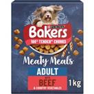 BAKERS Meaty Meals Beef Dry Dog Food 1kg