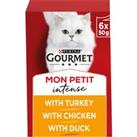GOURMET Mon Petit Meaty Variety Duck, Chicken, Turkey Wet Cat Food 6x50g