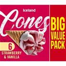 Iceland 6 Strawberry and Vanilla Cones 372g