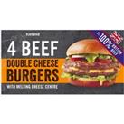 Iceland 4 Beef Double Cheese Burgers 454g