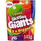Skittles Giants Vegan Chewy Sweets Fruit Flavoured Pouch Bag 132g