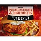 Iceland 2 Hot and Spicy Boneless Chicken Thigh Burgers 300g