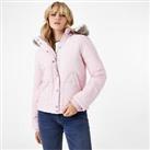 Jack Wills Womens Puffer Jacket Coat Top Hooded Zip Fur Trim - 12 (M) Regular