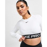 Nike Training Pro Long Sleeve Crop Top - White - Womens