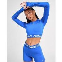 Nike Training Pro Long Sleeve Crop Top - Hyper Royal - Womens