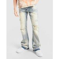 Smoke Rise Stacked Flare Washed Jeans - Blue - Mens