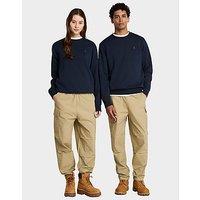 Timberland Woven Badge Loopback Crew Neck Sweatshirt - BLUE - Mens