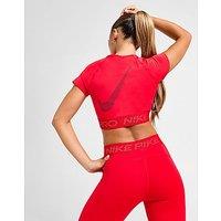 Nike Training Pro Crop T-Shirt - Red - Womens