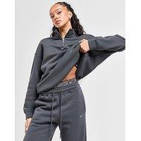 Nike Graphic Swoosh Oversized 1/4 Zip Top - Grey - Womens
