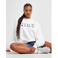 Nike Graphic Swoosh Crew Sweatshirt - White - Womens