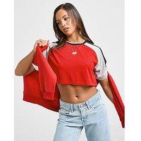 New Balance Logo Crop Football T-Shirt - Red - Womens